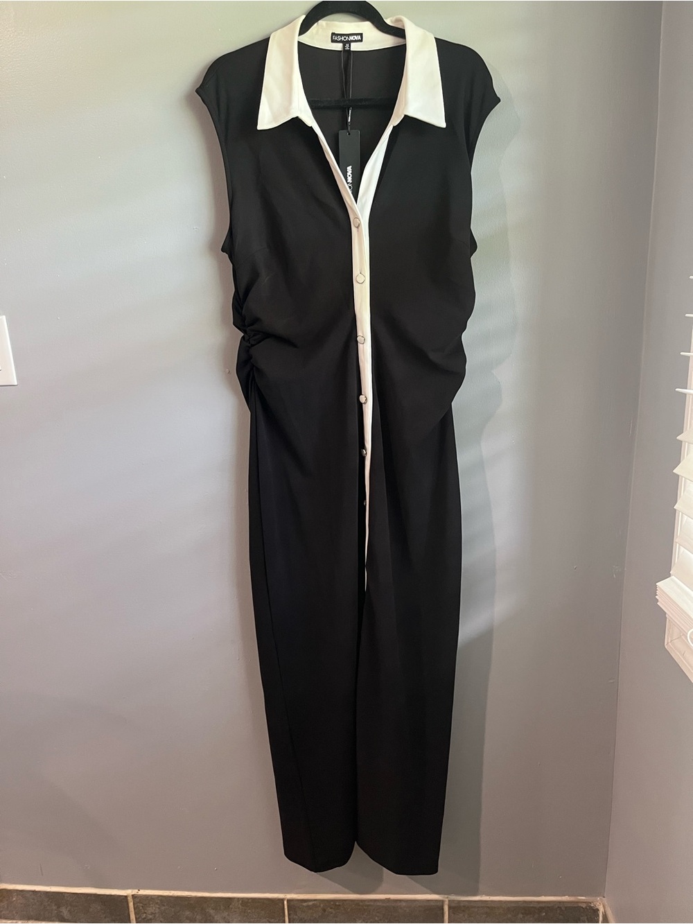 Black  Maxi Dress with White Collar